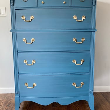 Available ****French Blue/Black Tall Dresser/Chest of Drawers/Bureau 