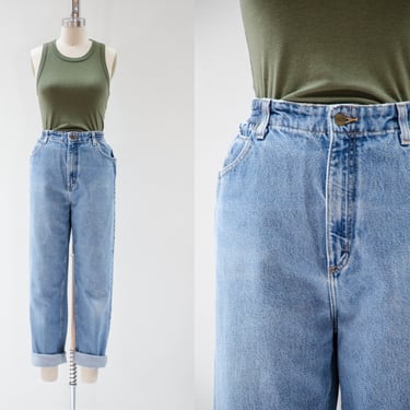 high waisted jeans | 90s plus size vintage L.L. Bean straight leg faded relaxed fit boyfriend mom jeans 34x29 
