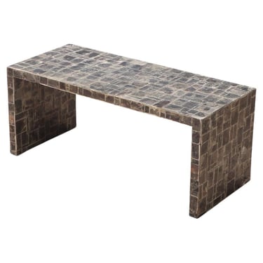 A mica covered waterfall coffee table.