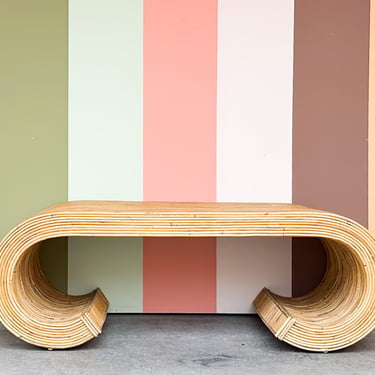 Pencil Reed Rattan Scroll Coffee Table