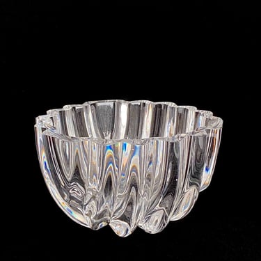 Vintage Orrefors Sweden Crystal Modernist Art Glass Bowl Scandinavian Glass Marked 7068-12 Lars Hellsten Design 