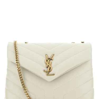 Saint Laurent Woman Ivory Leather Small Loulou Shoulder Bag