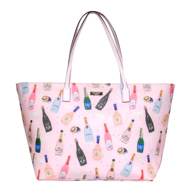 Kate Spade - Pink Champagne Bottles Print Tote Bag