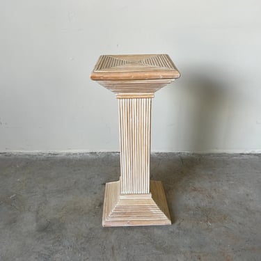 Vintage Organic Modern Geometric Rattan Pedestal 