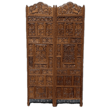 Vintage Carved Wooden Screen &#8211; 2 Panel Set #1