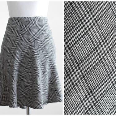 1990s black and white check skirt 