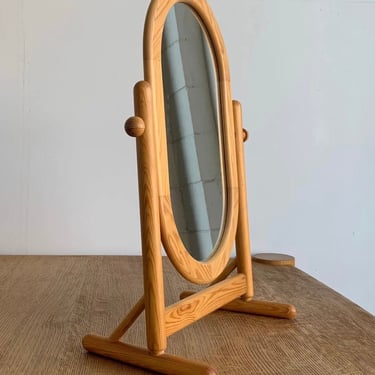 1980’s Vanity Mirror in Solid Oak 