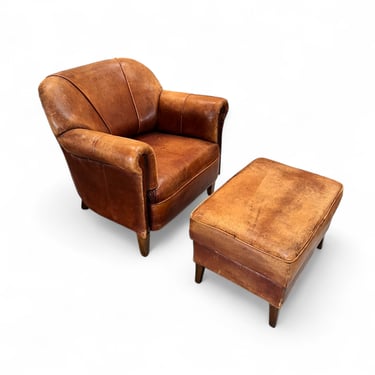 Vintage Ralph Lauren Leather Armchair w/ Ottoman