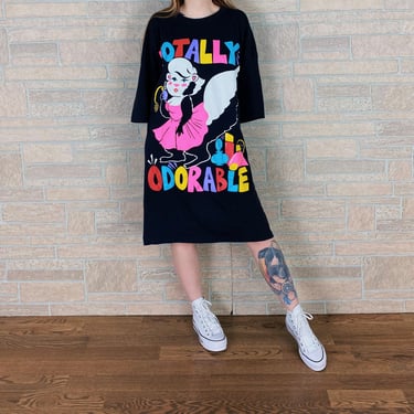 Vintage Skunk Totally Odorable Funny Oversized T-Shirt Dress 