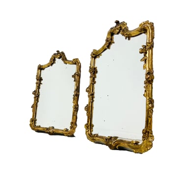 #1158 Pair of Ornate Gilded Plaster Mirrors