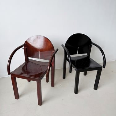 BLACK & MAHOGANY SIDE CHAIRS ATTRIBUTED TO ARNO VOTTELER