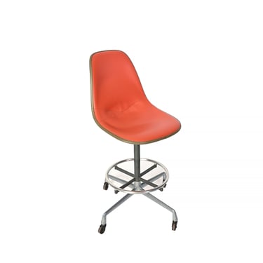 Eames Orange Drafting Stool Shell Chair Herman Miller Mid Century Modern 