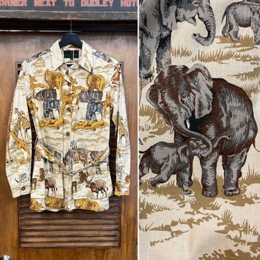 Vintage 1960’s Abercrombie & Fitch Jungle Pattern Safari Pop Art Jacket, 60’s Vintage Clothing 
