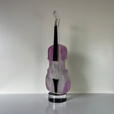 Vintage Life-Size Lucite Violin Sculpture on Stand 