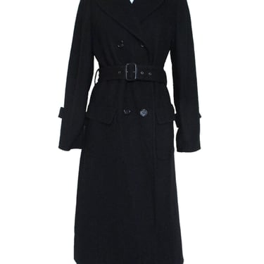 Vintage Trench Coat, BCBGMaxAzria, S/M Women, Black Maxi Coat, Womens Outerwear 
