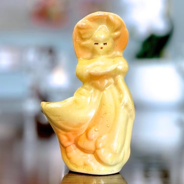 VINTAGE: Old Ceramic Girl Figurine Planter - Small Plant - SKU 24-D-00012700 