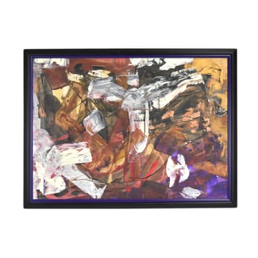 Vintage Metallic Abstract Expressionist Oil Painting