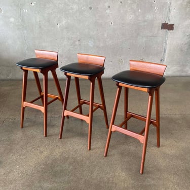 Rare Danish Teak Bar Stools by Erik Buch for Christian Christensens