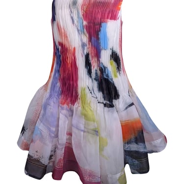 Aje - White, Pink, Black, & Multi Color Pleated Tulle Dress Sz 8