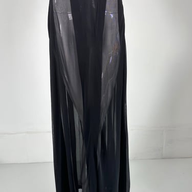 Moschino Couture Sheer Black Wrap Front Pleated Maxi Skirt 1990s