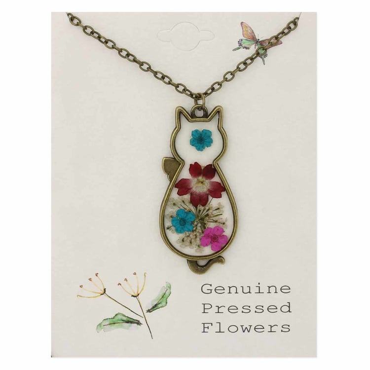 Floral Feline Dried Flower Cat Necklace