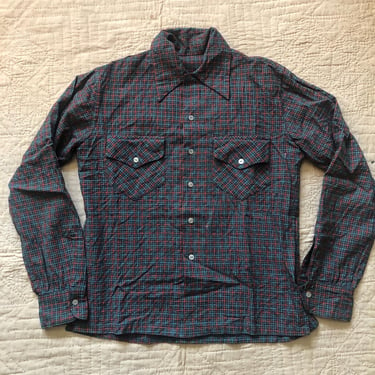 40s Wool Loop Collar Flannel Shirt Small Medium 