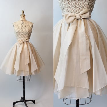 1950s 1960s SUZY PERETTE chiffon  dress xs | new spring 