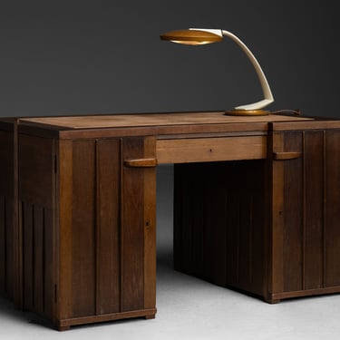 Oak Desk by Paul Bromberg / Fase Desk Lamp