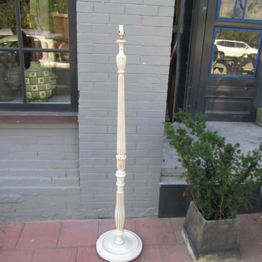 English white and gilt painted Floor Lamp 1950s Re-wired 