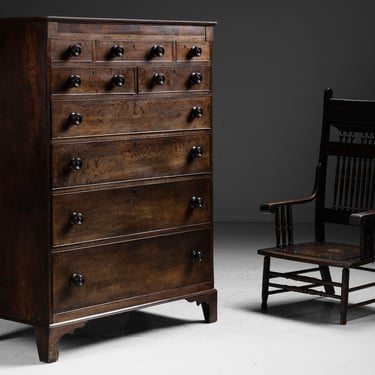 Oak Tallboy Dresser / Decorative Low Armchair