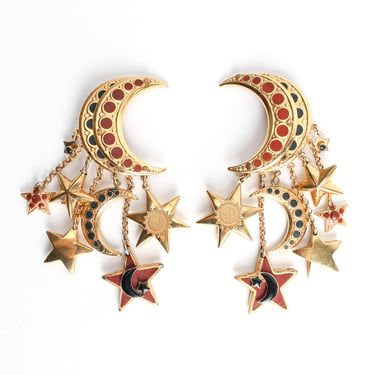 Moon Star Chandelier Earrings