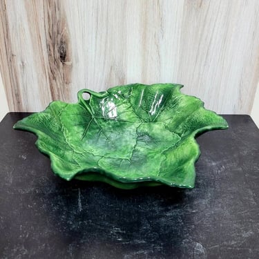Vintage Vietri Foglia Green Leaf Large Serving Bowl Dish 