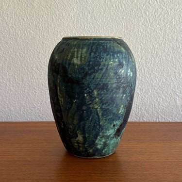 Blue stoneware vessel