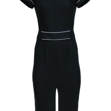BGL -  Black Short Sleeve Silver Trim Sheath Dress Sz XS