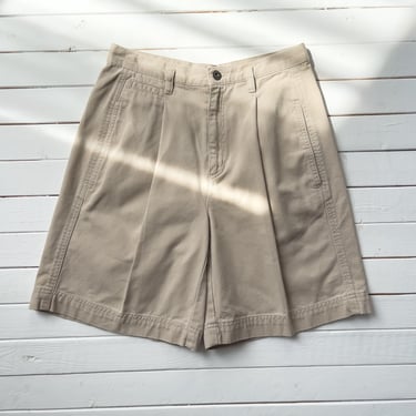 high waisted shorts 80s 90s vintage Liz Claiborne beige khaki cotton shorts 