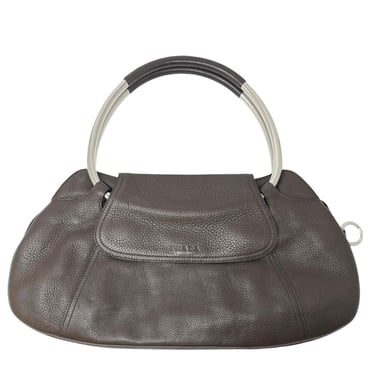 Prada Black Leather Silver Handle Handbag