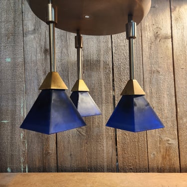 Contemporary 3 Bulb Blue Pendant Light 12