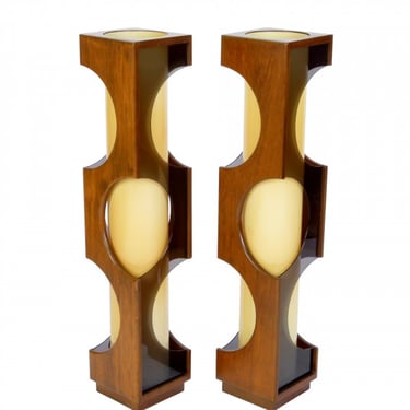 1960s Monumental Modeline Walnut and Acrylic Lamps