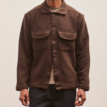 Evan Kinori Field Shirt, Rust Lambswool Herringbone
