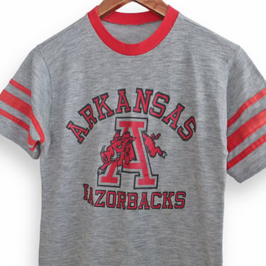 vintage Arkansas shirt / Razorbacks jersey / 1980s Arkansas Razorbacks football striped jersey shirt XS 