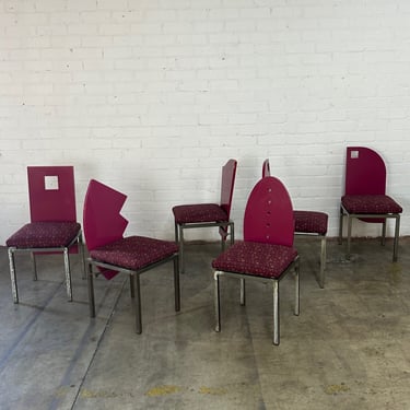 Saporiti Style Post Modern Chairs- Set of Six 