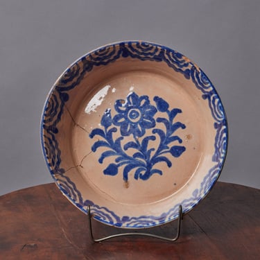 19th Century Spanish Bowl with Early Staple Repair