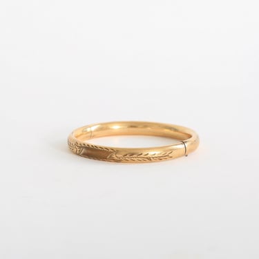 Vintage 30s 12k Gold Hinged Hollow Engraved Bangle Bracelet | 1/20 12K Gold filled bracelet 