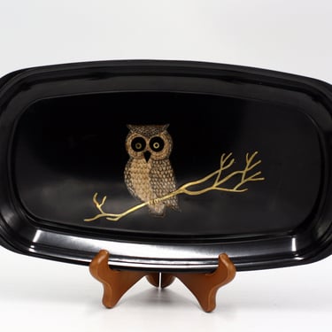 vintage Couroc owl tray 