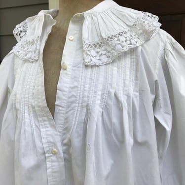 French Ruffle Collar Trousseau Nightgown, Chemise, Nightdress, 1800s, Monogram, French Farmhouse 