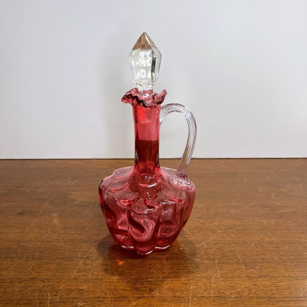 FENTON ART GLASS - Cranberry Creamer Pitcher - Diamond Optic