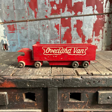 Vintage Wood Overland Van Wood Toy Semi Truck 