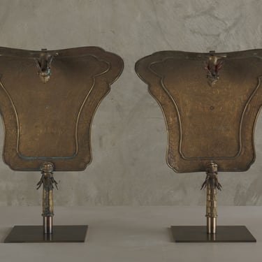 PAIR OF CHINESE DRAGON PROCESSIONAL SHIELDS, 19th C