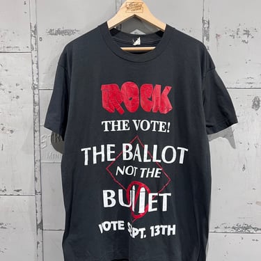 XL 80’s vintage rock the vote tshirt the ballot not the bullet  size XL political voting tshirt graphic shirt 