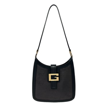 Gucci Black Canvas Logo Shoulder Bag